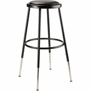 NPS® 25"-33" Height Adjustable Heavy Duty Vinyl Padded Steel Stool, Surface Color: Black, Frame Color: Black