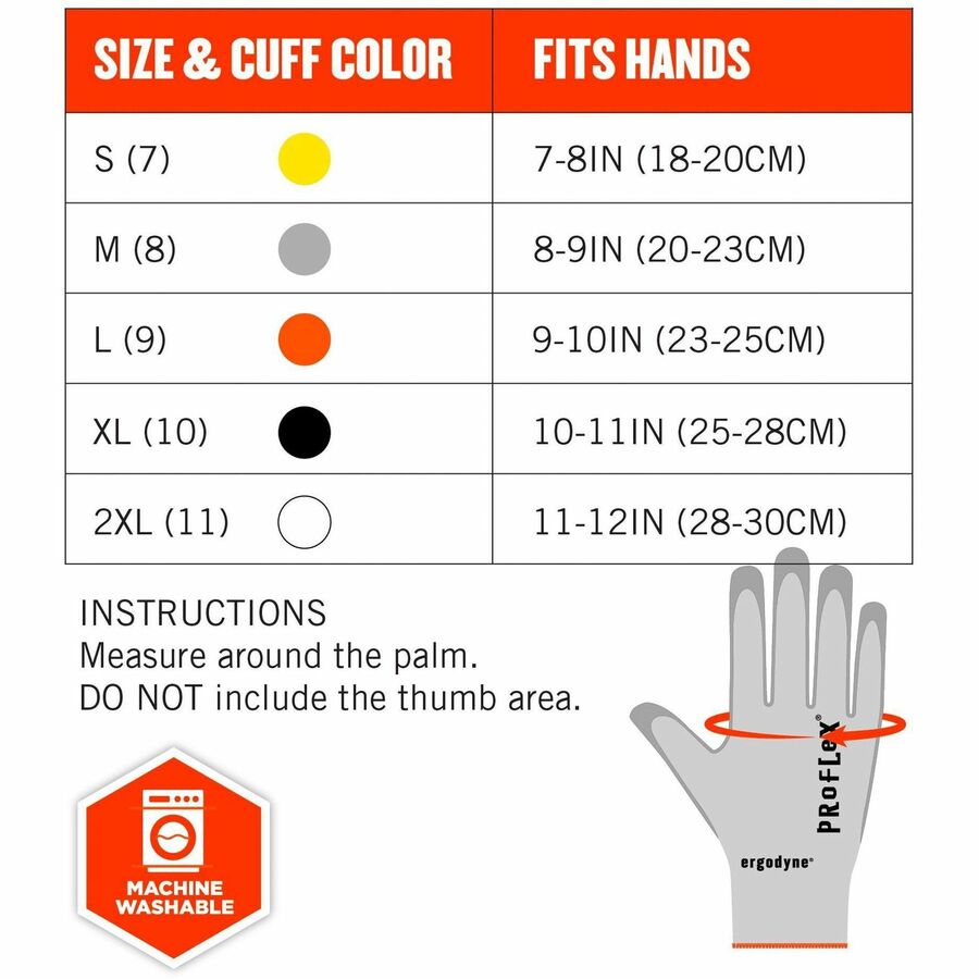 Ergodyne 7030 PU-Coated Cut-Resistant Gloves, X-Large, Gray, Touchscreen Capable, Polyurethane Palm, HPPE/Nylon Spandex, 13-Gauge, 2 Pairs per Pack