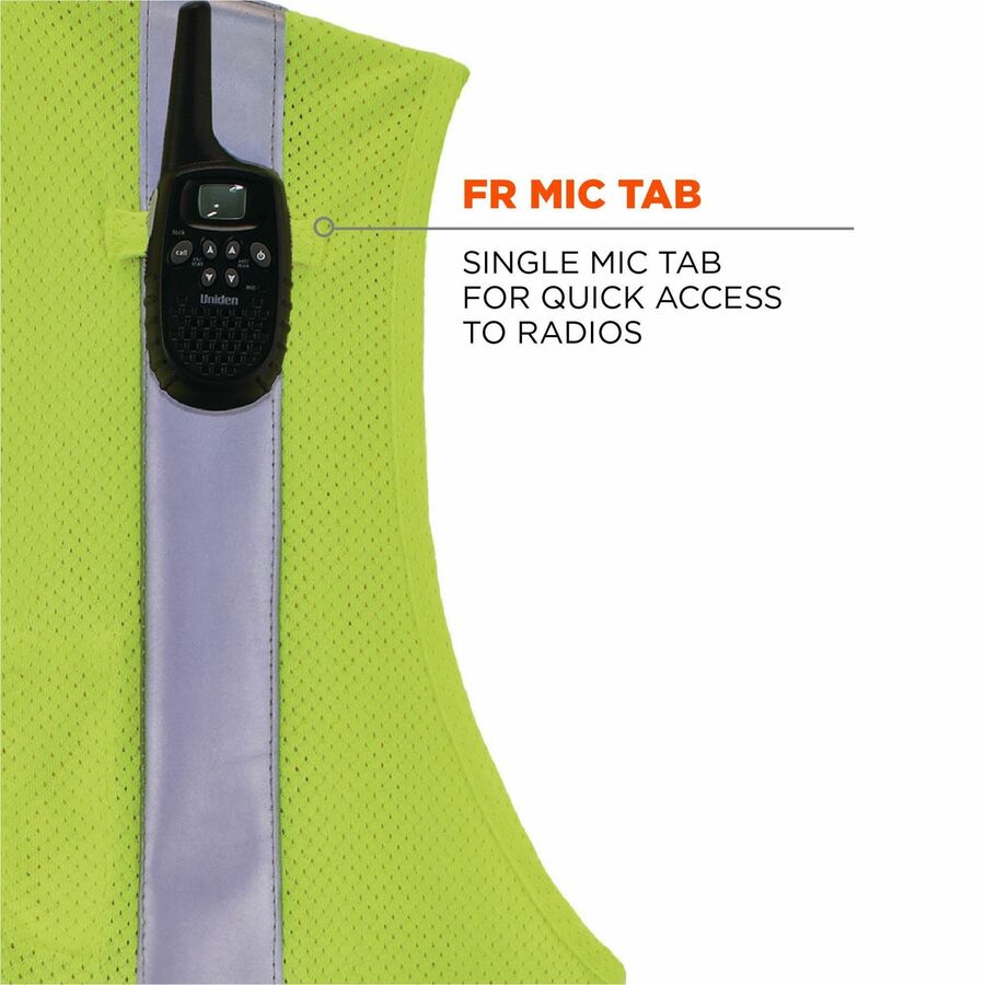 Ergodyne GloWear 8263FRHL Hi-Vis Safety Vest, Large/Extra Large, Lime, Mesh/Modacrylic, Flame Resistant, Reflective, 2 Pockets, Hook & Loop Closure, Machine Washable, 1 Each