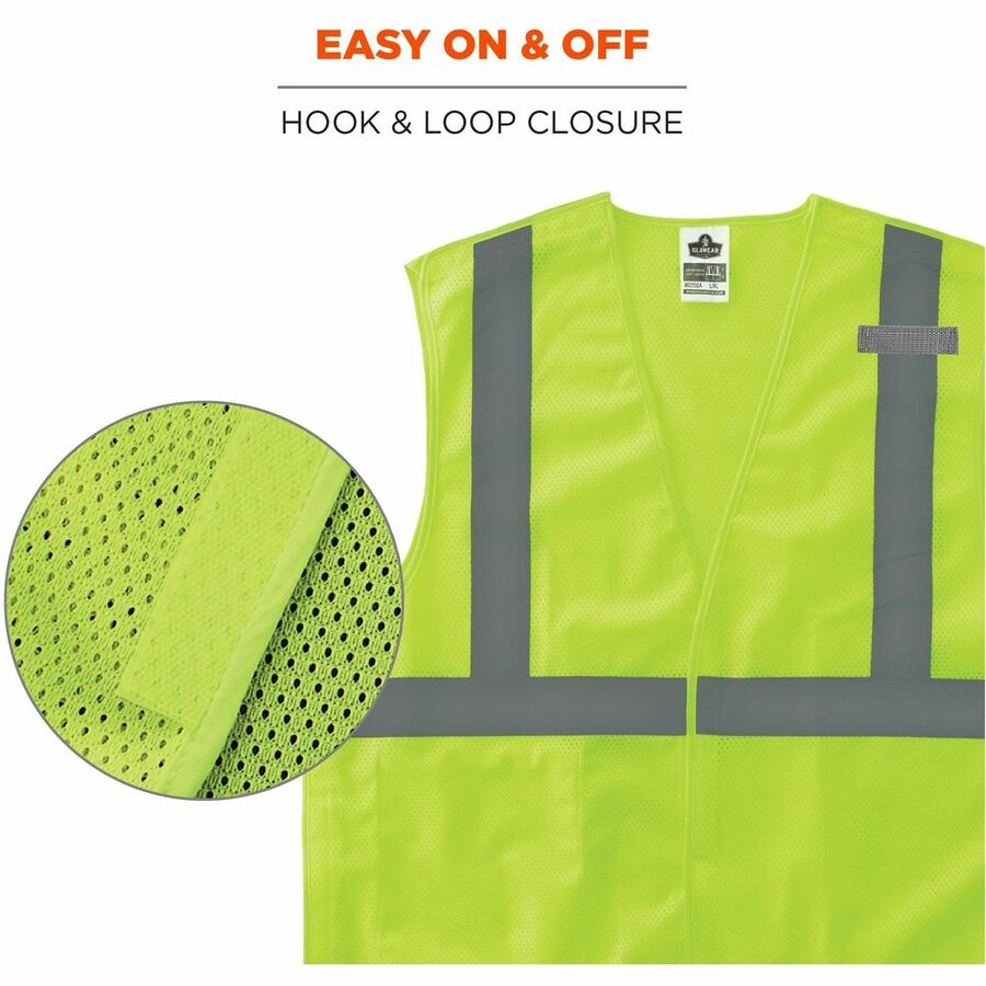 Ergodyne GloWear 8215BA Breakaway Mesh Safety Vest, Extra Small, Lime, Polyester Mesh, High Visibility, Reflective Straps, Hook & Loop Closure, 1 Interior Pocket, Mic Tab, Lightweight, Breathable, 1 Each