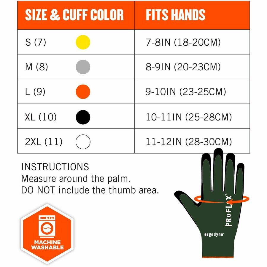 Ergodyne 7070 Nitrile-Coated Cut-Resistant Gloves, XXL, Green, Synthetic Fiber, Touchscreen Capable, Heat, Cut & Abrasion Resistant, Machine Washable, 2 Pairs per Pack