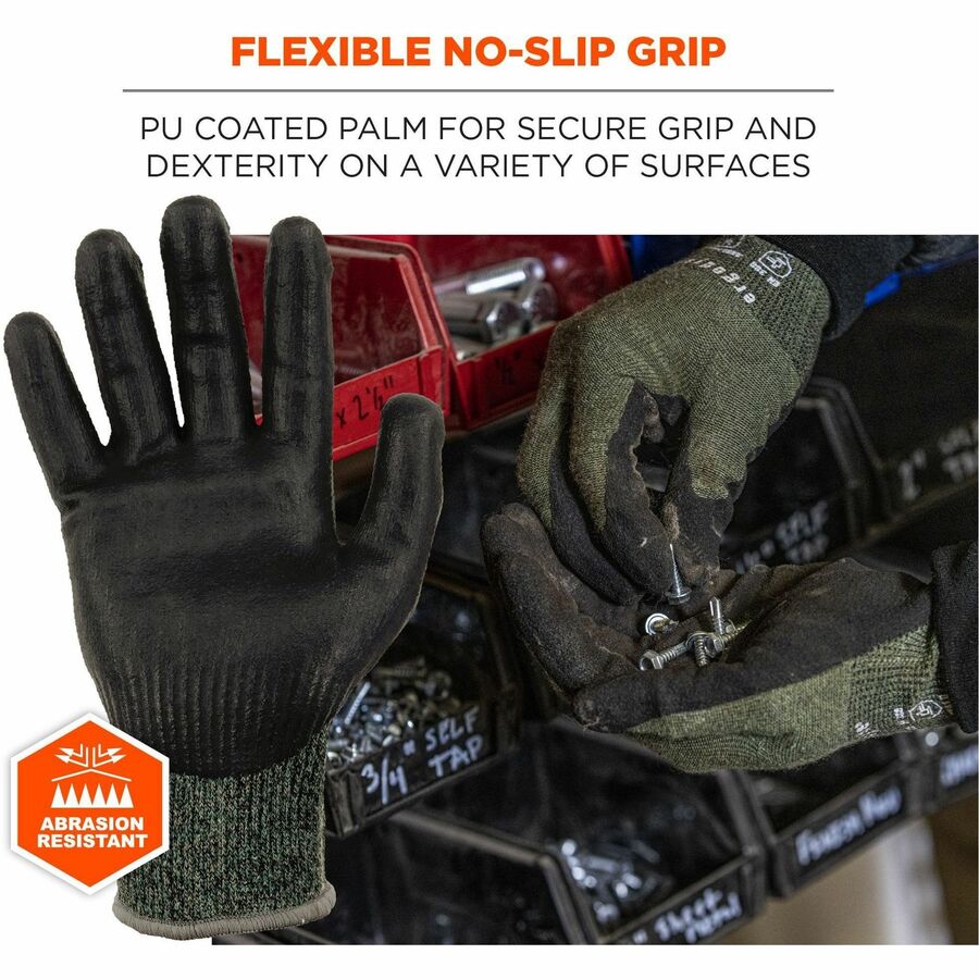 Ergodyne 7070 Nitrile-Coated Cut-Resistant Gloves, XXL, Green, Synthetic Fiber, Touchscreen Capable, Heat, Cut & Abrasion Resistant, Machine Washable, 2 Pairs per Pack