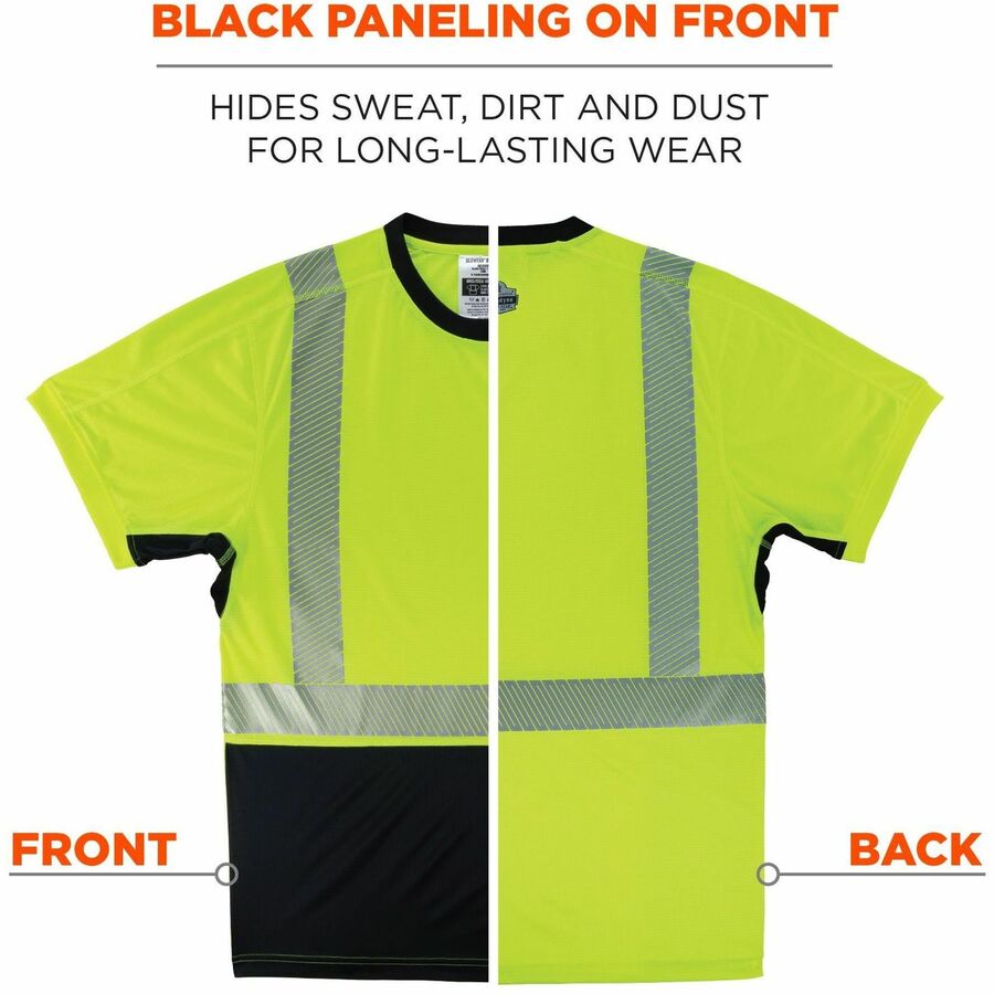 Ergodyne GloWear 8283BK Lightweight Hi-Vis T-Shirt, 4XL, Lime/Black, 100% Polyester, 1 Each