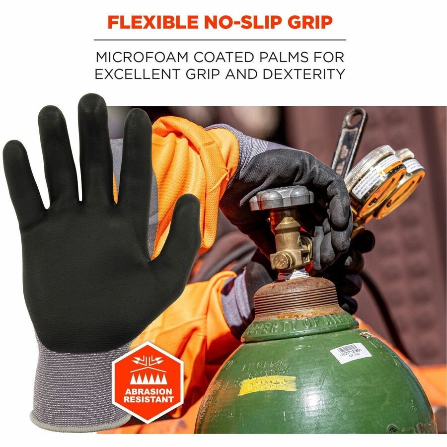 Ergodyne ProFlex 7000 Nitrile-Coated Gloves, XXL, Gray, Touchscreen Capable, Abrasion and Cut Resistant, Lightweight, Flexible, Non-slip Grip, 2 Pairs per Pack