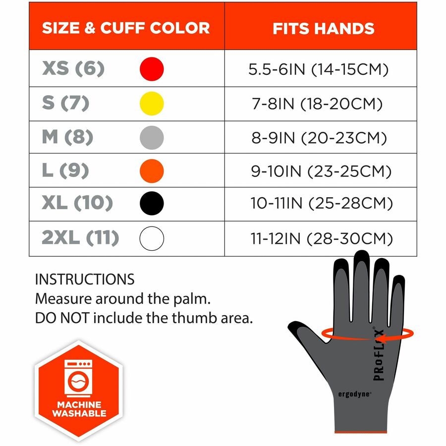 Ergodyne ProFlex 7000 Nitrile-Coated Gloves, XXL, Gray, Touchscreen Capable, Abrasion and Cut Resistant, Lightweight, Flexible, Non-slip Grip, 2 Pairs per Pack