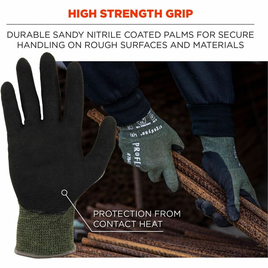 Ergodyne ProFlex 7042 Nitrile-Coated Cut-Resistant Gloves, XXL, Green, Synthetic Fiber, Touchscreen Capable, Machine Washable, 18-Gauge, ANSI A4, 2 Pairs per Pack, 12 Packs