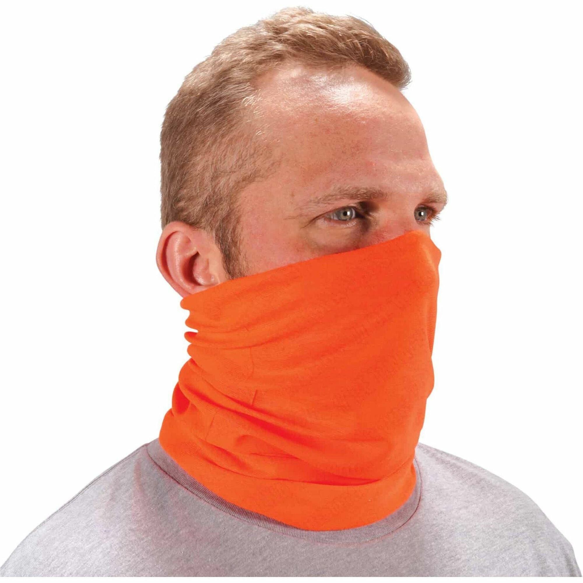 Ergodyne 6485 Multi-Band Face Cover, Fabric/Polyester, Orange, 1 Each