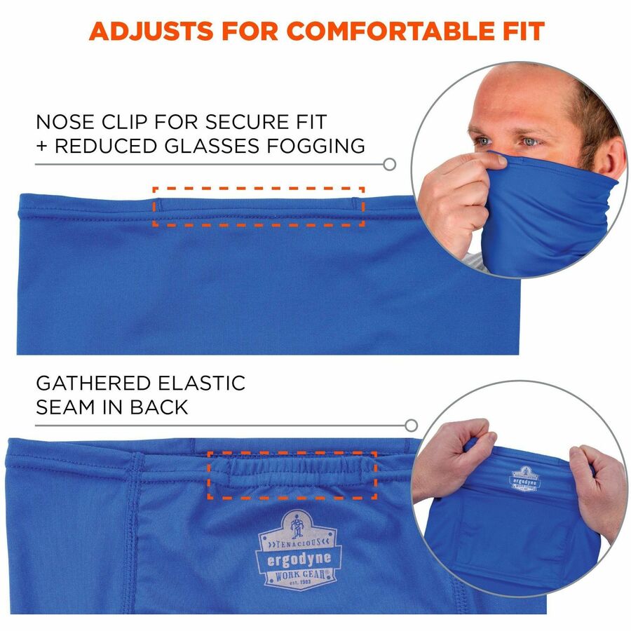Ergodyne 6483 Cooling Neck Gaiter Bandana with Pocket, Small/Medium, Blue, Spandex/Polyester/MicroFiber, 1 Each