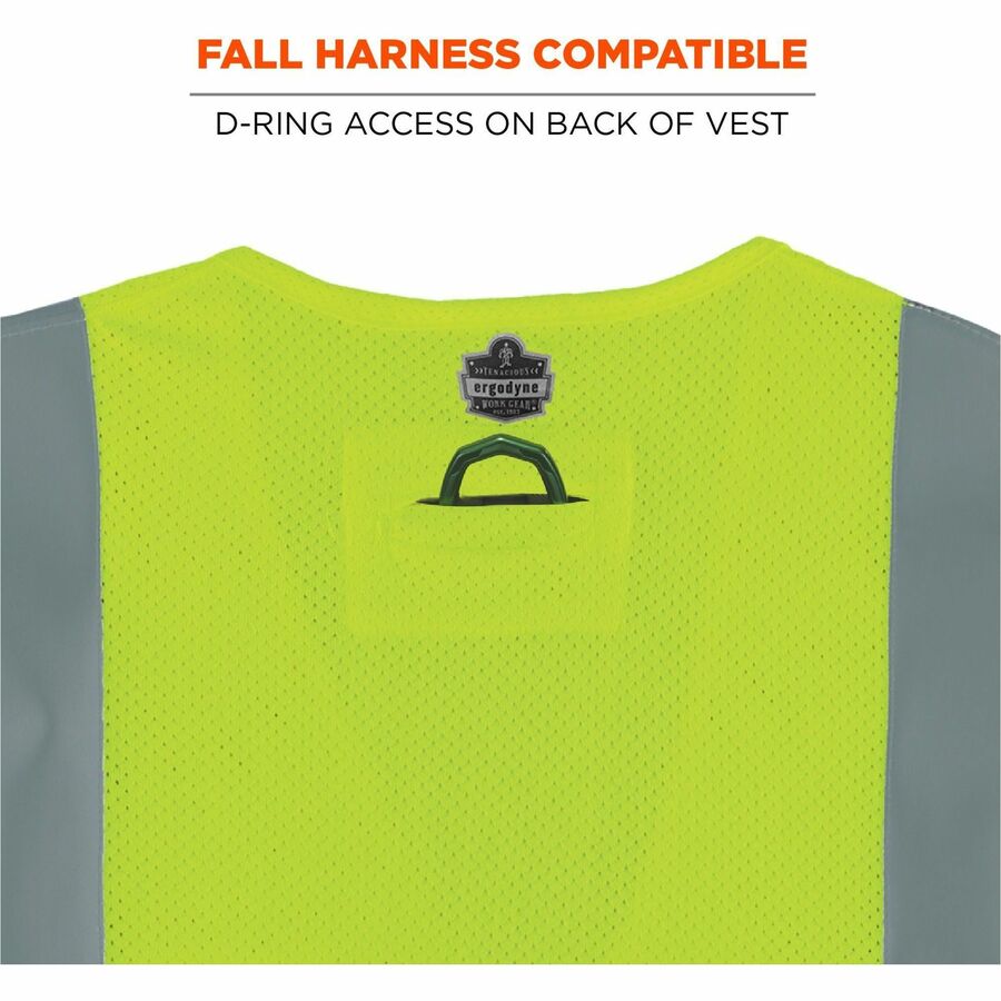 Ergodyne GloWear 8263FRHL Hi-Vis Safety Vest, Small/Medium, Lime, Flame Resistant, Mesh/Modacrylic, 2 Pockets, Reflective, Hook & Loop Closure, Machine Washable, 1 Each