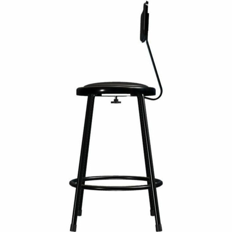 NPS® 24" Heavy Duty Vinyl Padded Steel Stool with Backrest, Surface Color: Black, Frame Color: Black