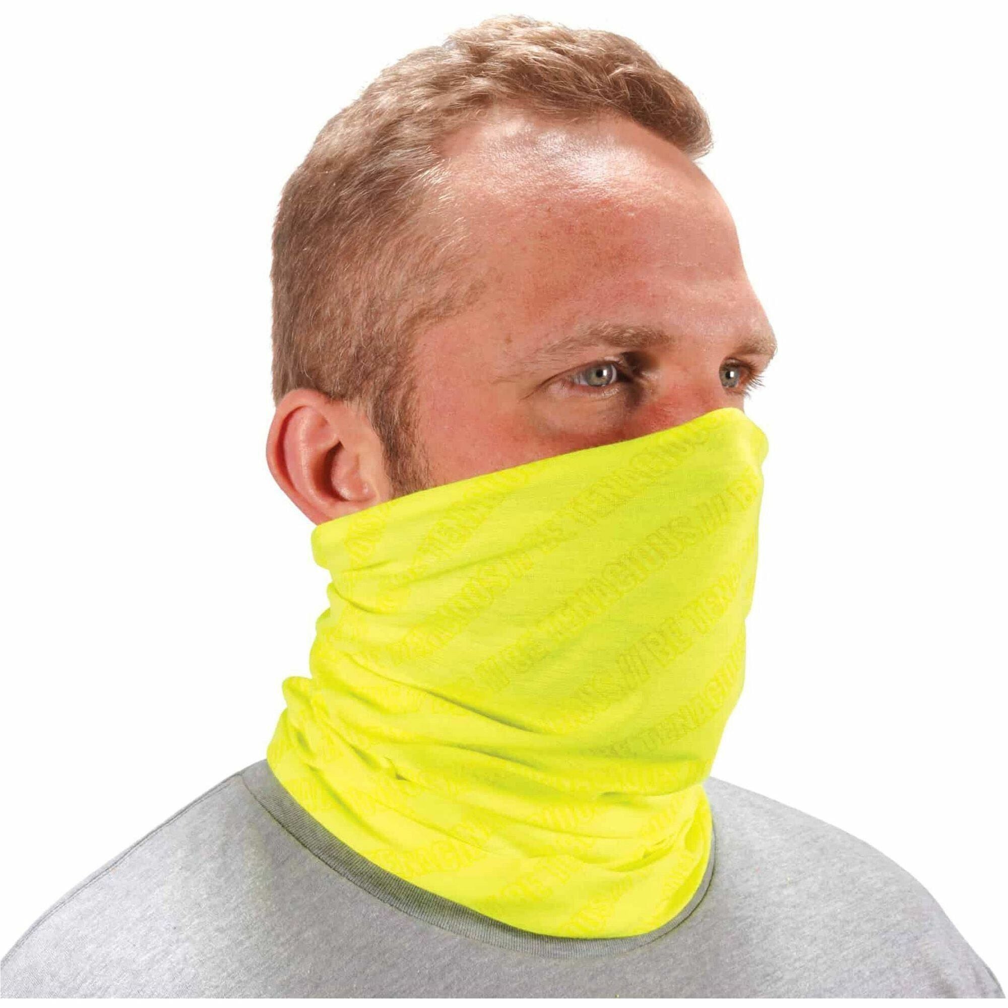 Ergodyne 6485 Multi-Band Face Cover, Lime, Fabric/Polyester, One Size, 1 Each