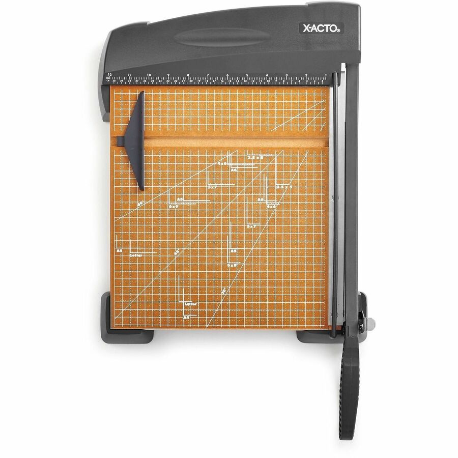12 Sheet Cutting Capacity - Steel Blade - 12" Cutting Length x 12" Width x 12" Length - Heavy Duty, Textured Grip, Sturdy, Self-sharpening Blade - Wood - Brown - 1 Box