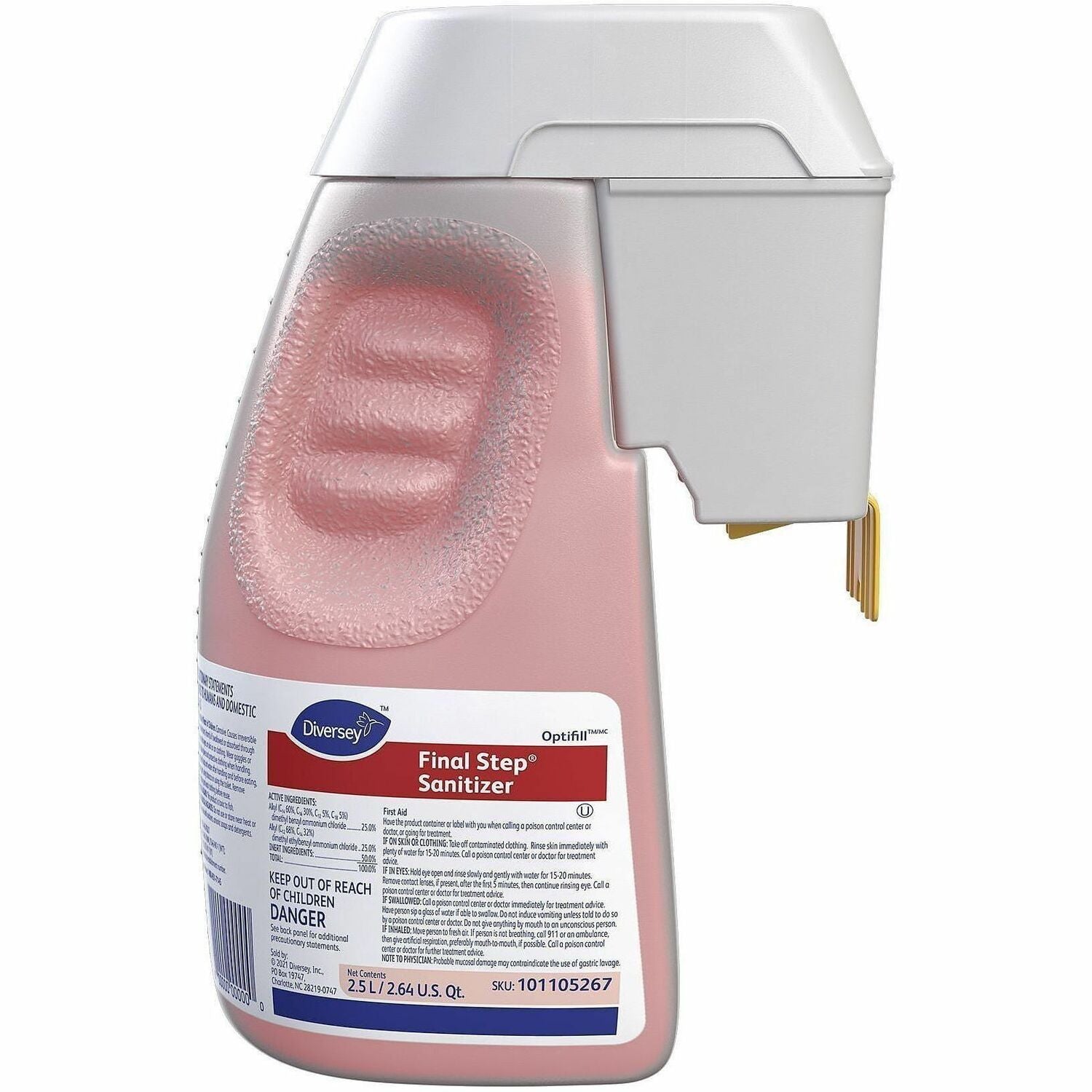 Suma Final Step Sanitizer Concentrate Liquid, 84.5 fl oz (2.6 quart), Quaternary Scent, 7 pH, Rinse-free, Kosher, Red, 1 Carton