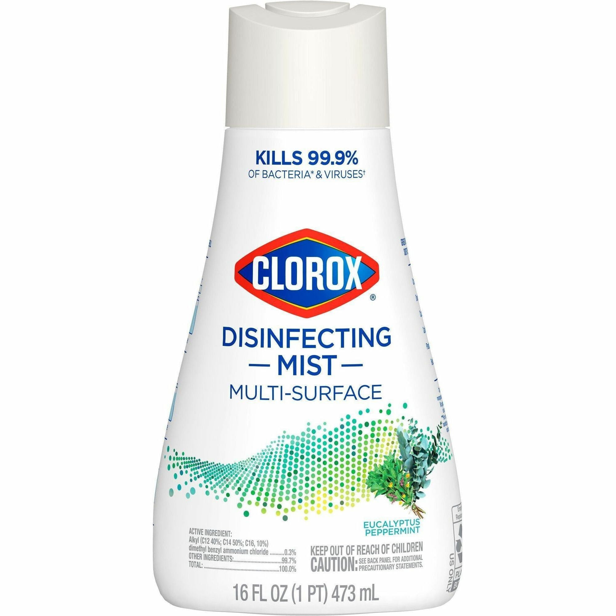Clorox Disinfecting, Sanitizing & Antibacterial Mist Refill, Eucalyptus Peppermint Scent, Non-aerosol, Bleach-free, White, 16 fl oz, 1 Each