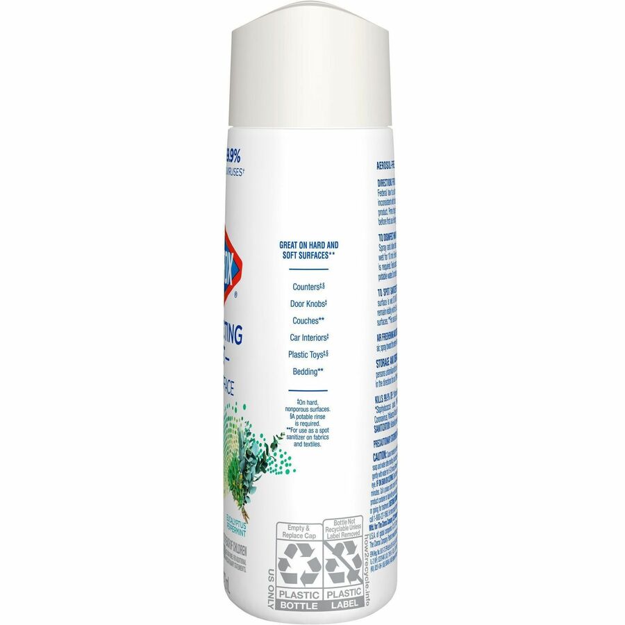 Clorox Disinfecting, Sanitizing & Antibacterial Mist Refill, Eucalyptus Peppermint Scent, Non-aerosol, Bleach-free, White, 16 fl oz, 1 Each