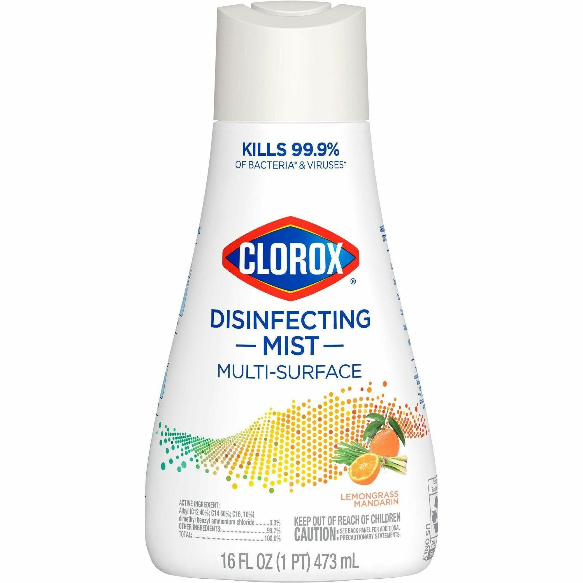 Clorox Disinfecting, Sanitizing & Antibacterial Mist Refill, Lemongrass Mandarin Scent, Non-aerosol, Bleach-free, White, 16 fl oz, 1 Each