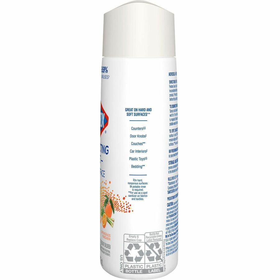 Clorox Disinfecting, Sanitizing & Antibacterial Mist Refill, Lemongrass Mandarin Scent, Non-aerosol, Bleach-free, White, 16 fl oz, 1 Each