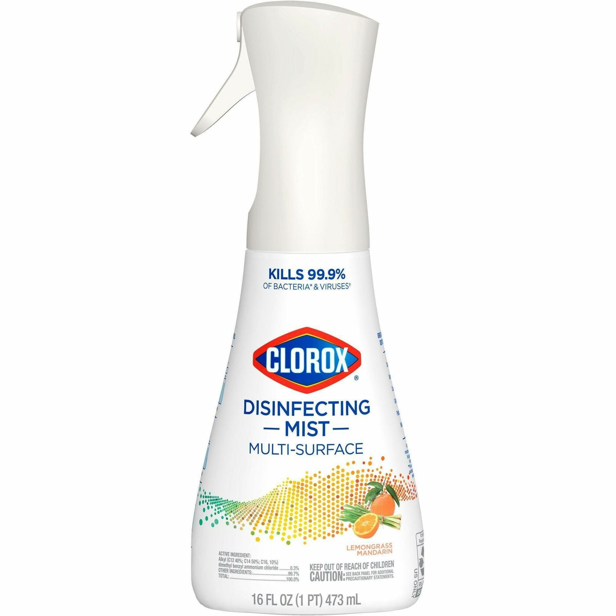 Clorox Disinfecting, Sanitizing & Antibacterial Mist, Lemongrass Mandarin Scent, Non-aerosol, Bleach-free, White, 16 fl oz, 1 Each