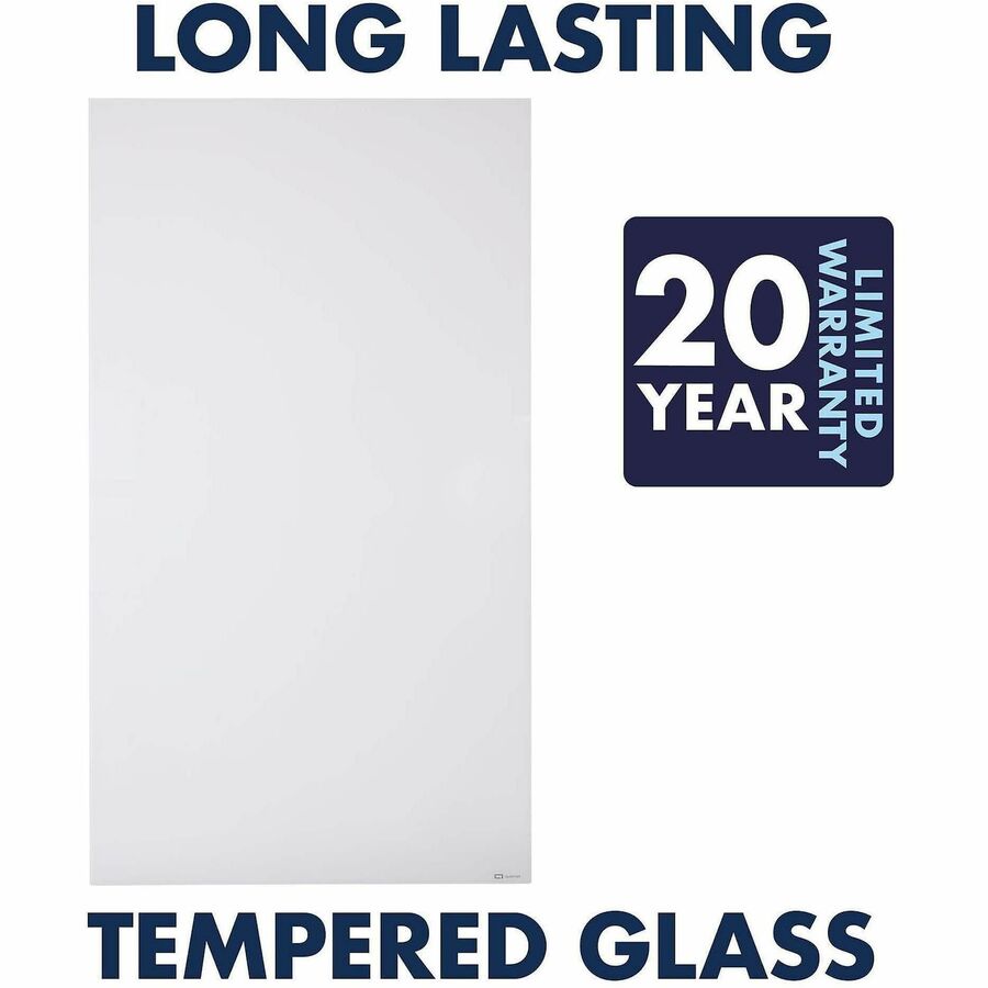 85" (7.1 ft) Width x 48" (4 ft) Height - White Glass Surface - Rectangle - Vertical - Magnetic - 1 Each