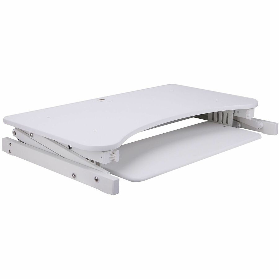 Rocelco DADR 37.4" Deluxe Adjustable Desk Riser, White, 1 Each, 17" Max Height, 37" Width, Ergonomic Sit-Stand Design with Retractable Keyboard Tray and Cable Management