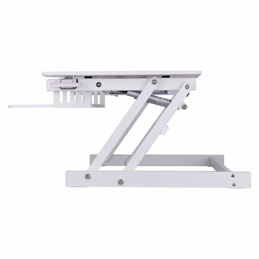 Rocelco DADR 37.4" Deluxe Adjustable Desk Riser, White, 1 Each, 17" Max Height, 37" Width, Ergonomic Sit-Stand Design with Retractable Keyboard Tray and Cable Management