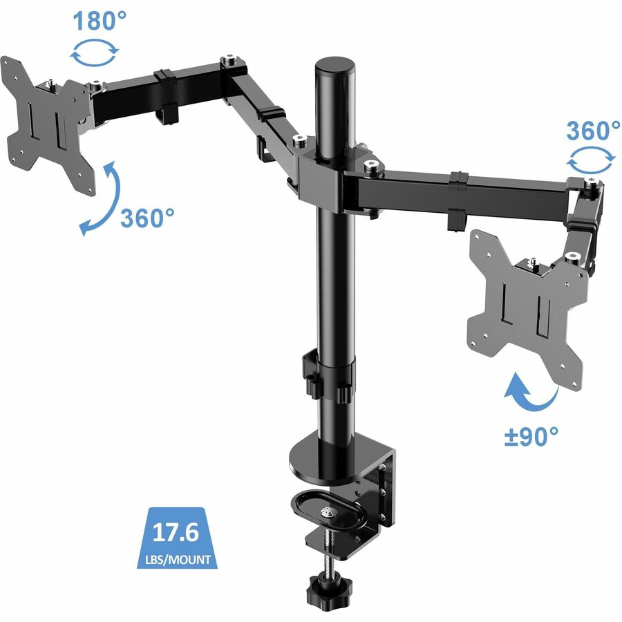 Rocelco RDM2 Desk Mount for LCD Monitor, LED Monitor, Display Stand - Black - Landscape/Portrait