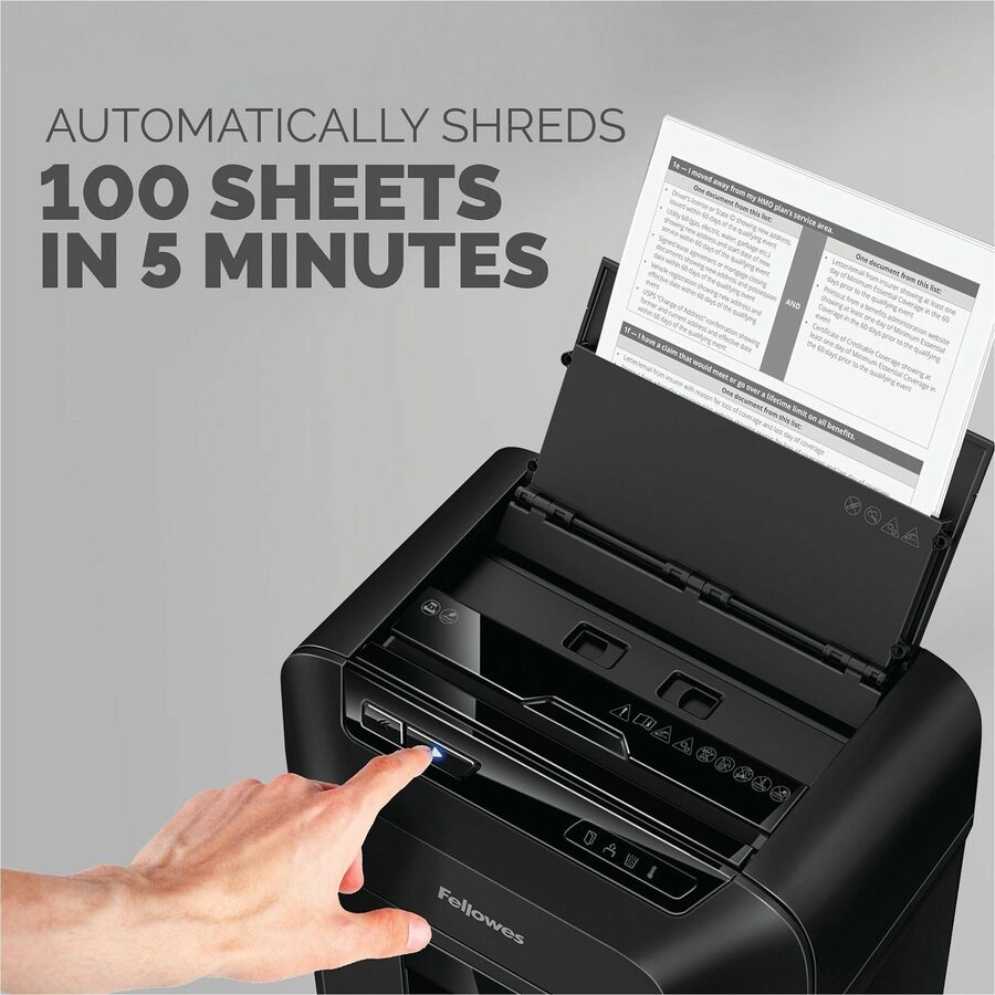 Continuous Shredder - Micro Cut - 10 Per Pass - for shredding Credit Card, Paper, Paper Clip, Staples - P-4 - 10 Minute Run Time - 4.50 gal Wastebin Capacity - Black