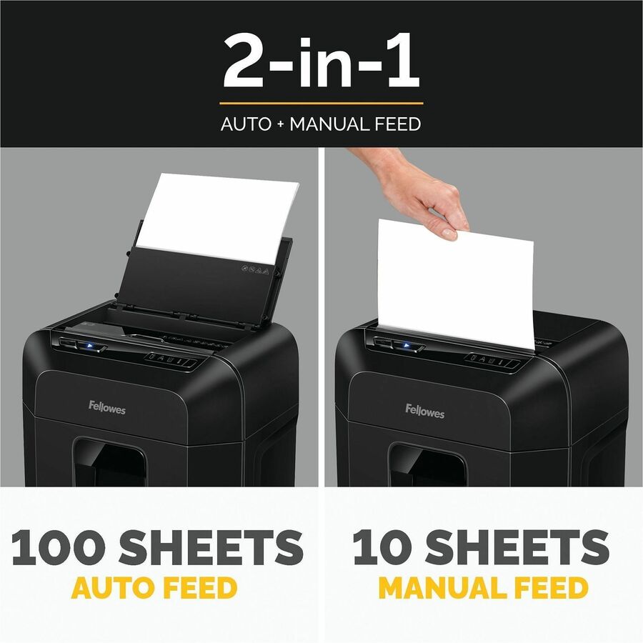 Continuous Shredder - Micro Cut - 10 Per Pass - for shredding Credit Card, Paper, Paper Clip, Staples - P-4 - 10 Minute Run Time - 4.50 gal Wastebin Capacity - Black