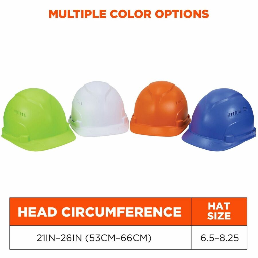 Ergodyne 8966 Lightweight Cap-Style Hard Hat, Lime, High-Density Polyethylene, Adjustable Ratchet, Ventilated, Sweatband, Anti-Impact, 6-Point Suspension, 1 Each