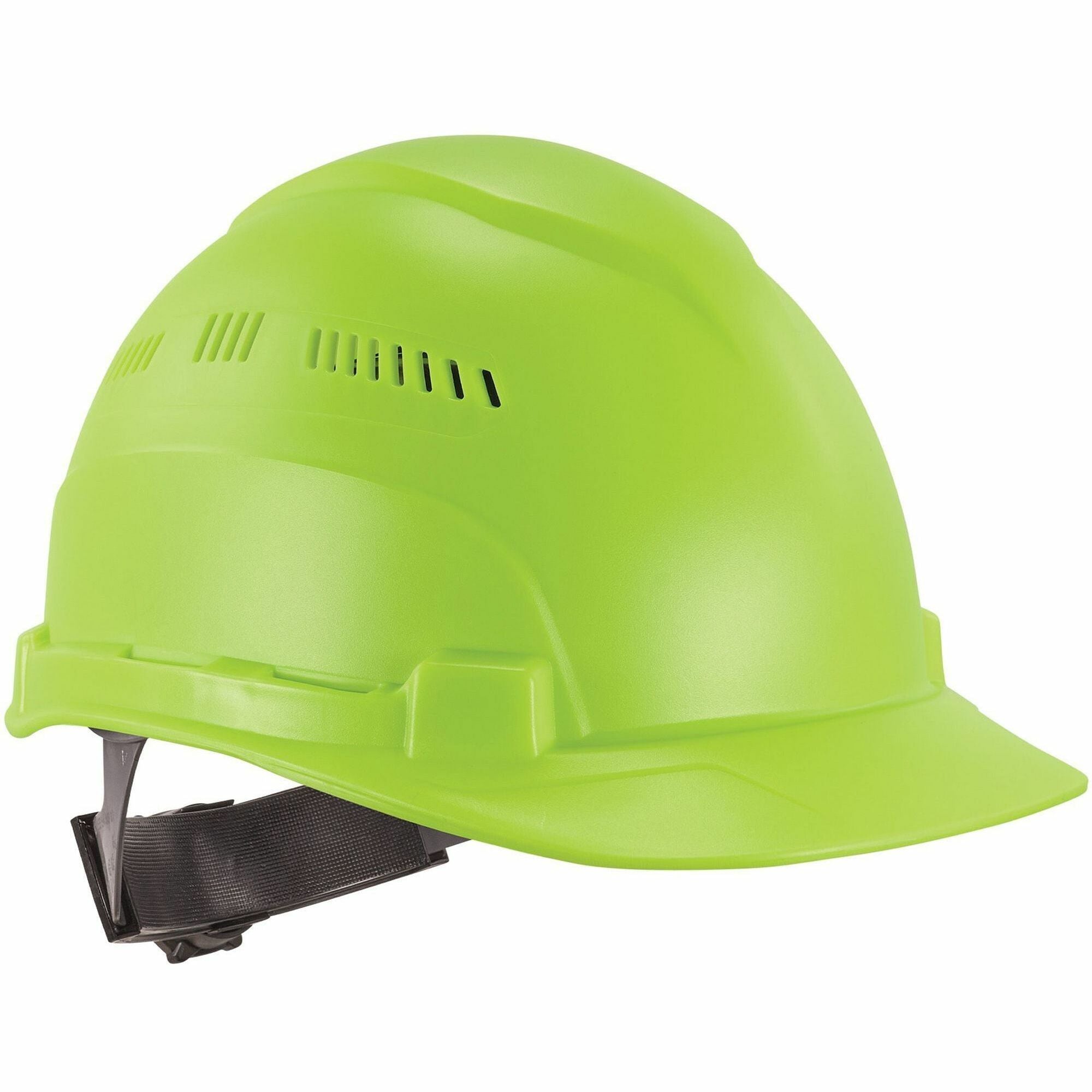Ergodyne 8966 Lightweight Cap-Style Hard Hat, Lime, High-Density Polyethylene, Adjustable Ratchet, Ventilated, Sweatband, Anti-Impact, 6-Point Suspension, 1 Each