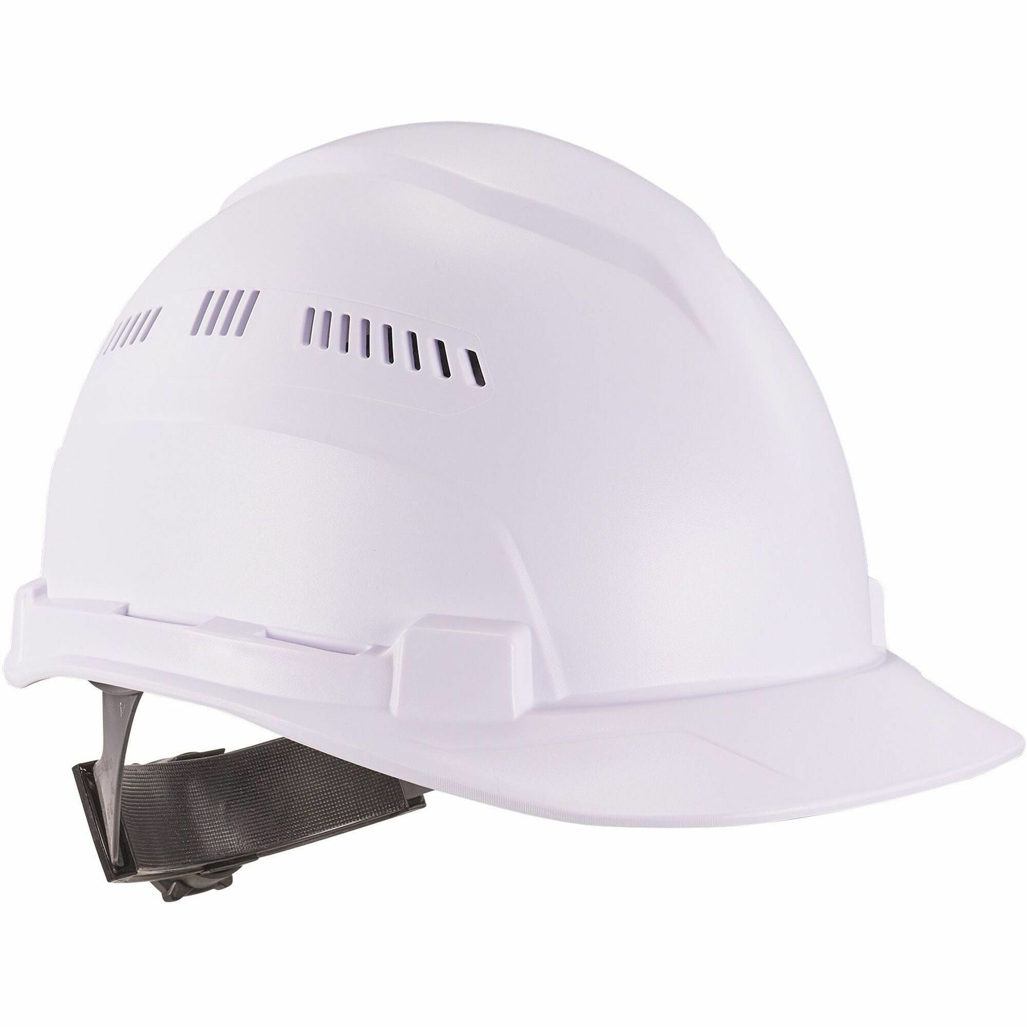 Ergodyne 8966 Lightweight Cap-Style Hard Hat, White, High-Density Polyethylene, Adjustable Ratchet, Ventilated, Sweatband, Anti-Impact, 6-Point Suspension, 1 Each