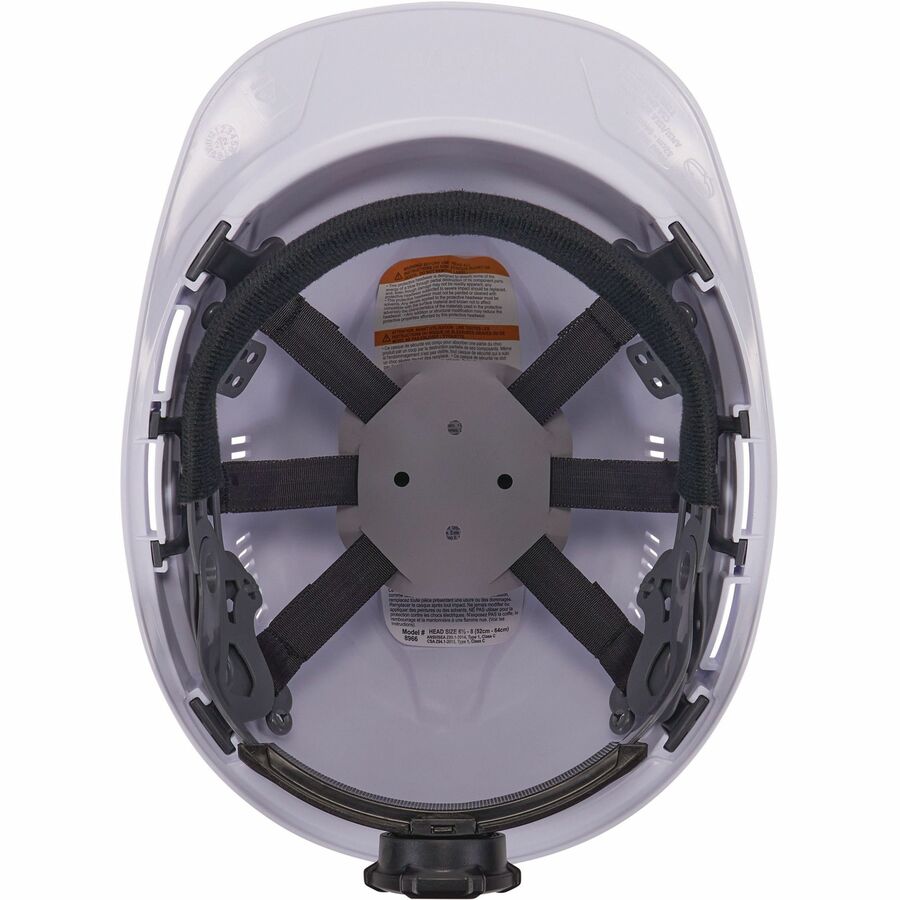 Ergodyne 8966 Lightweight Cap-Style Hard Hat, White, High-Density Polyethylene, Adjustable Ratchet, Ventilated, Sweatband, Anti-Impact, 6-Point Suspension, 1 Each