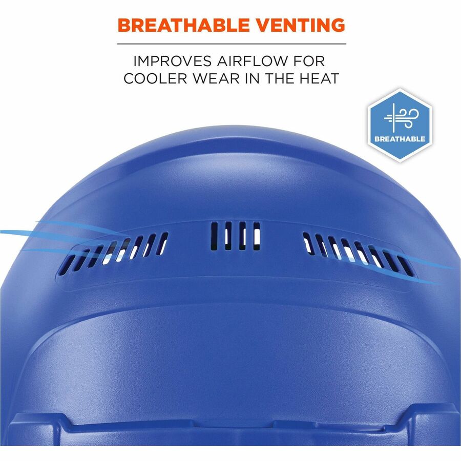 Ergodyne 8966 Lightweight Cap-Style Hard Hat, Blue, High-Density Polyethylene, Adjustable Ratchet, Ventilated, Sweatband, Anti-Impact, 6-Point Suspension, 1 Each
