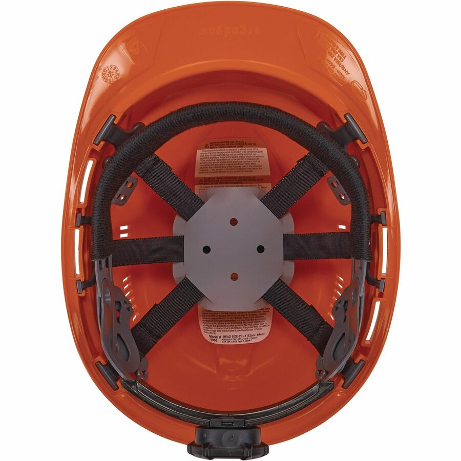 Ergodyne 8966 Lightweight Cap-Style Hard Hat, High-Density Polyethylene, Orange, Adjustable Ratchet, Ventilated, Sweatband, Anti-impact, 6-Point Suspension, 1 Each