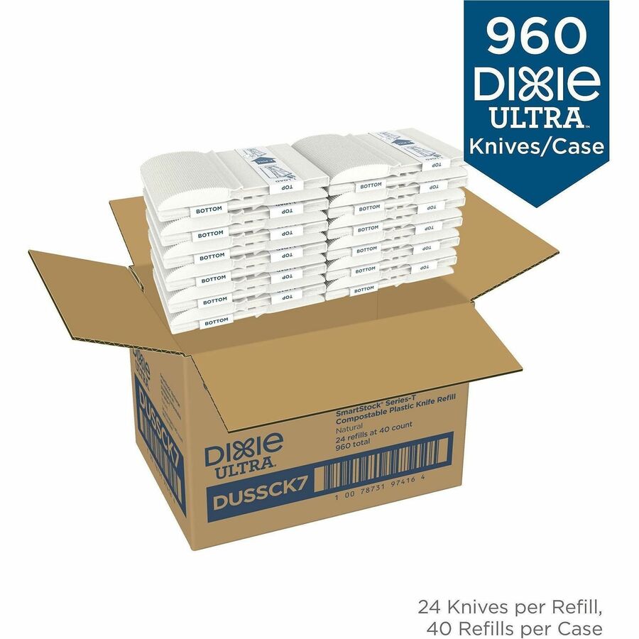 Dixie Ultra SmartStock Cutlery Set, Knife, Disposable, CPLA, Natural Beige, 960 per Case