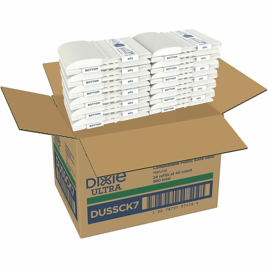 Dixie Ultra SmartStock Cutlery Set, Knife, Disposable, CPLA, Natural Beige, 960 per Case