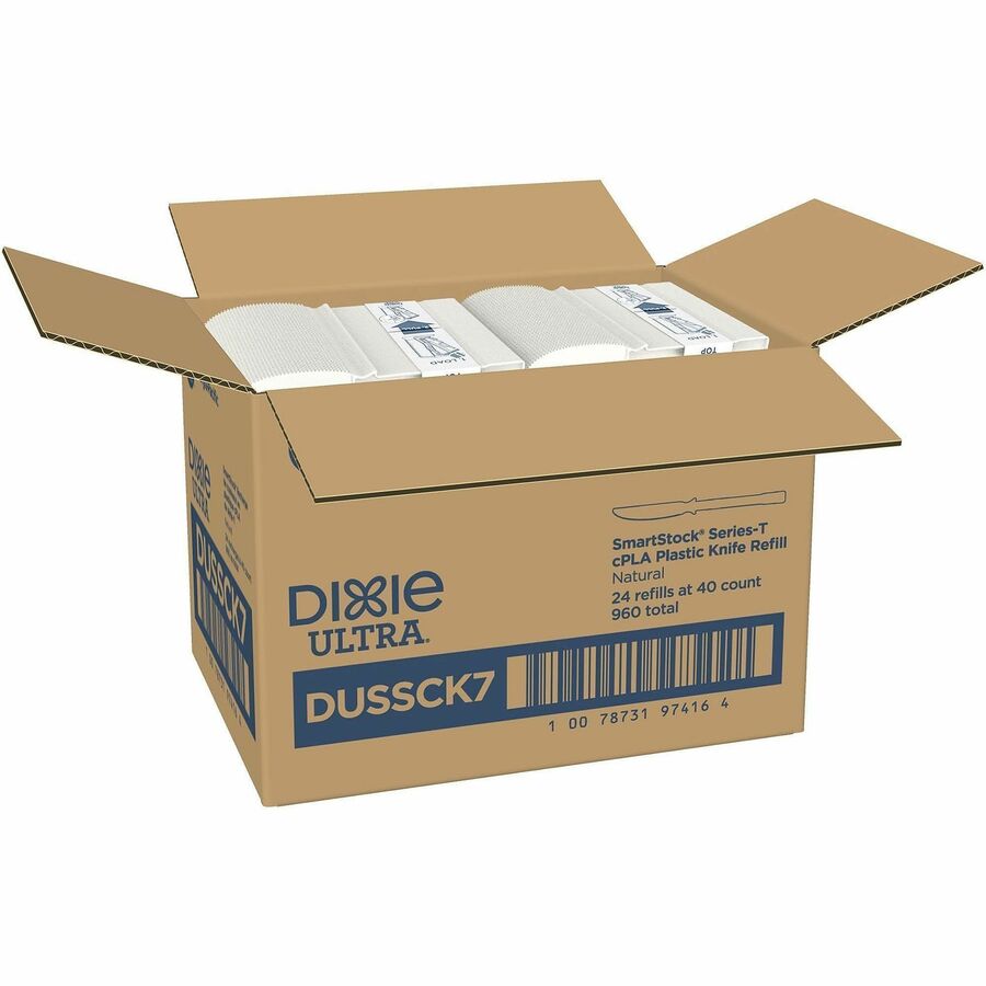 Dixie Ultra SmartStock Cutlery Set, Knife, Disposable, CPLA, Natural Beige, 960 per Case