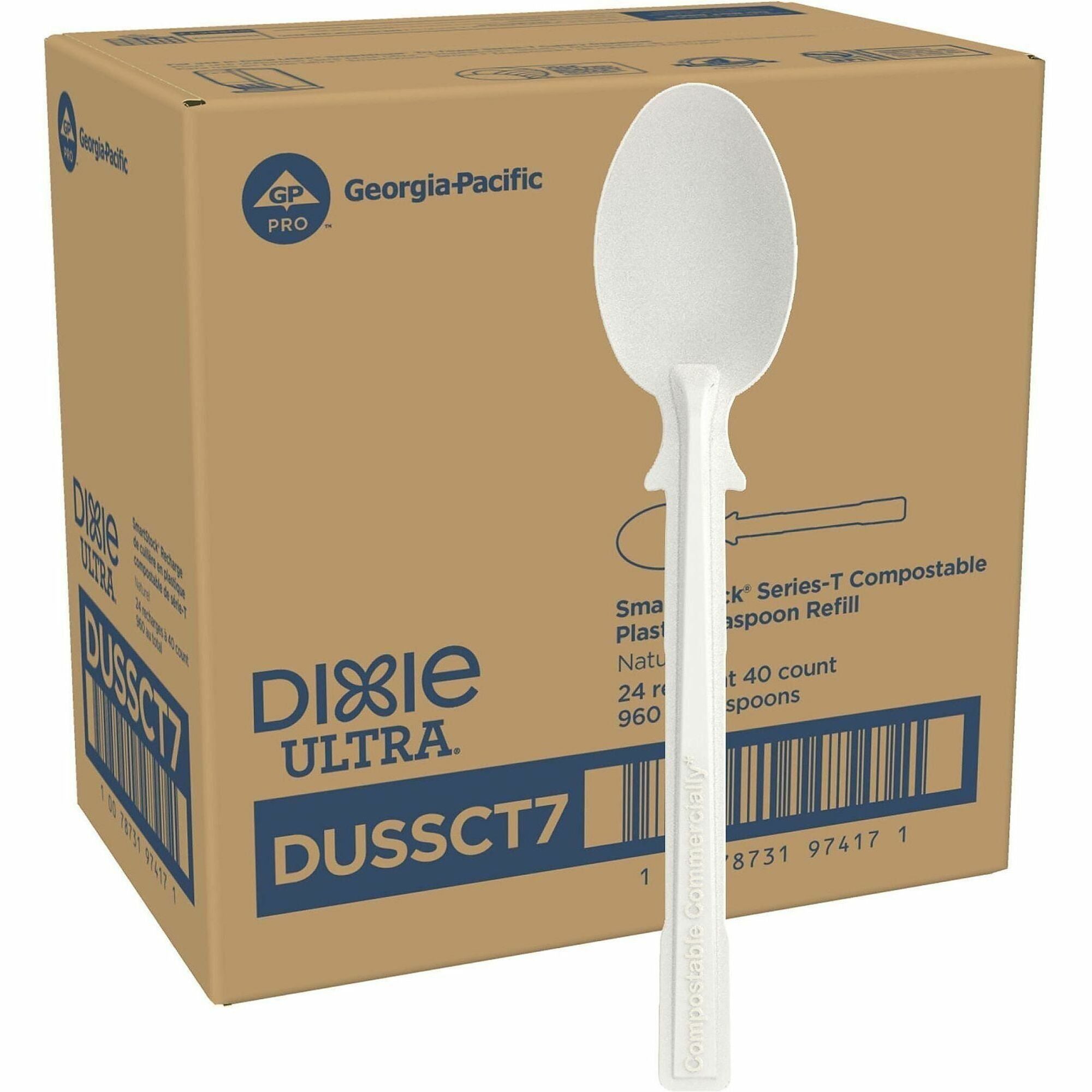 Dixie Ultra SmartStock Cutlery Set, Teaspoon, Natural Beige, CPLA Plastic, 960 per Case