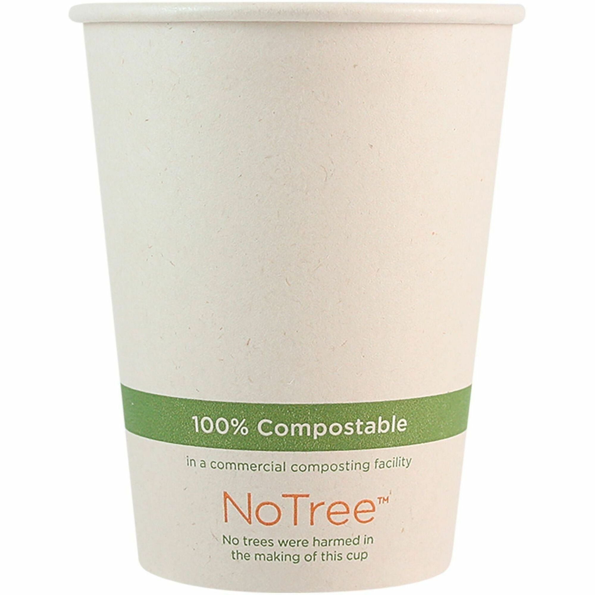 World Centric NoTree Paper Hot Cups, 12 fl oz, Natural, Paper, 20/Carton