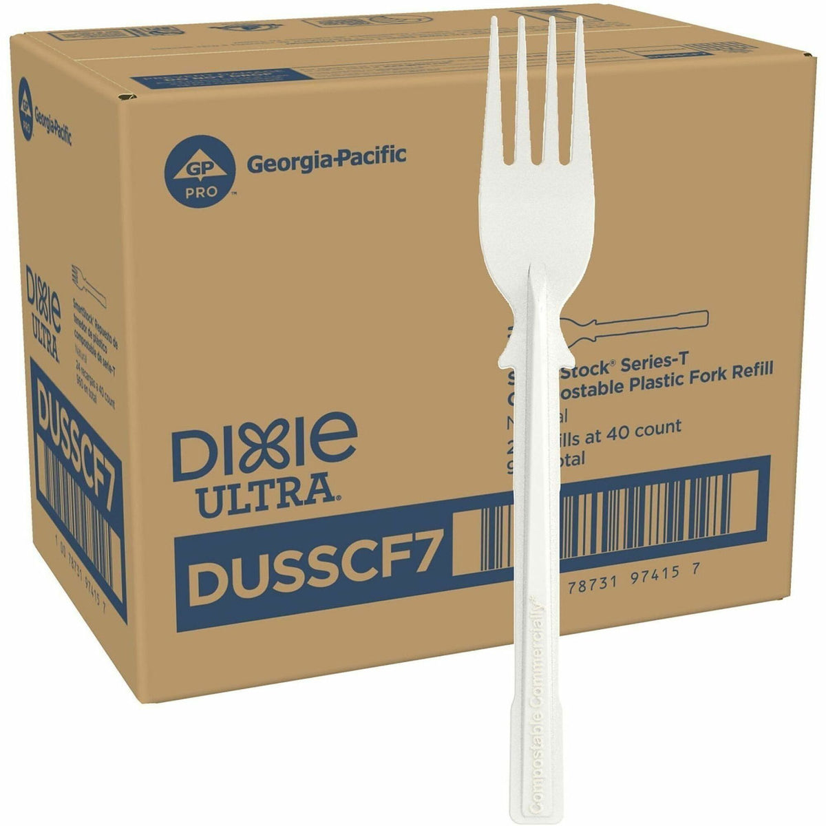 Dixie Ultra SmartStock Cutlery Set, Forks, Disposable, Plastic CPLA, Natural Beige, 960 per Case