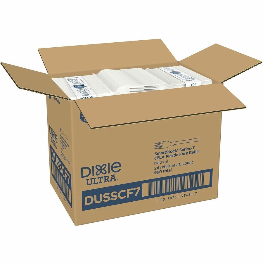 Dixie Ultra SmartStock Cutlery Set, Forks, Disposable, Plastic CPLA, Natural Beige, 960 per Case