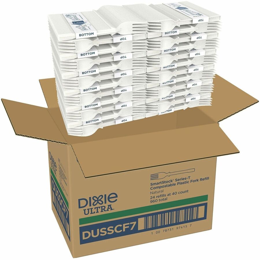 Dixie Ultra SmartStock Cutlery Set, Forks, Disposable, Plastic CPLA, Natural Beige, 960 per Case