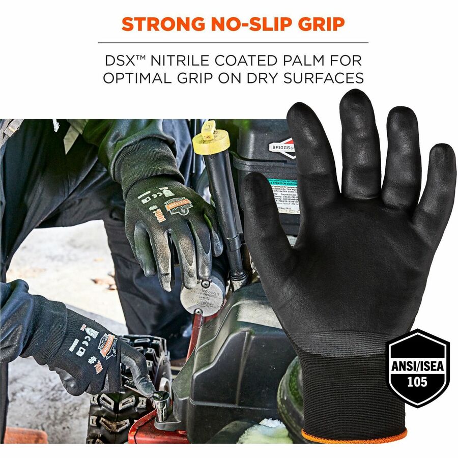 Ergodyne ProFlex 7001 Nitrile-Coated Gloves, X-Small, Black