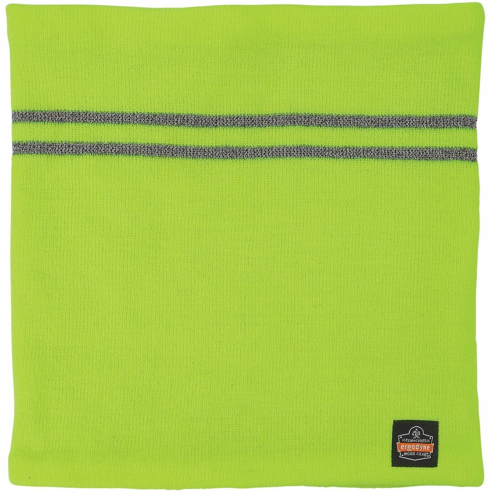 Ergodyne 6961 Reflective Winter Neck Gaiter, Fleece/Acrylic, Lime, Knit, Stretchable, Snug Fit, Comfortable, 360° Reflective Stripes, One Size, Pack of 1