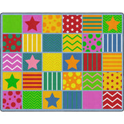 Flagship Carpets Silly Seating Classroom Rug, Rectangle, 10.60 ft x 13.20 ft, Primary Colors, Nylon, 1 Each