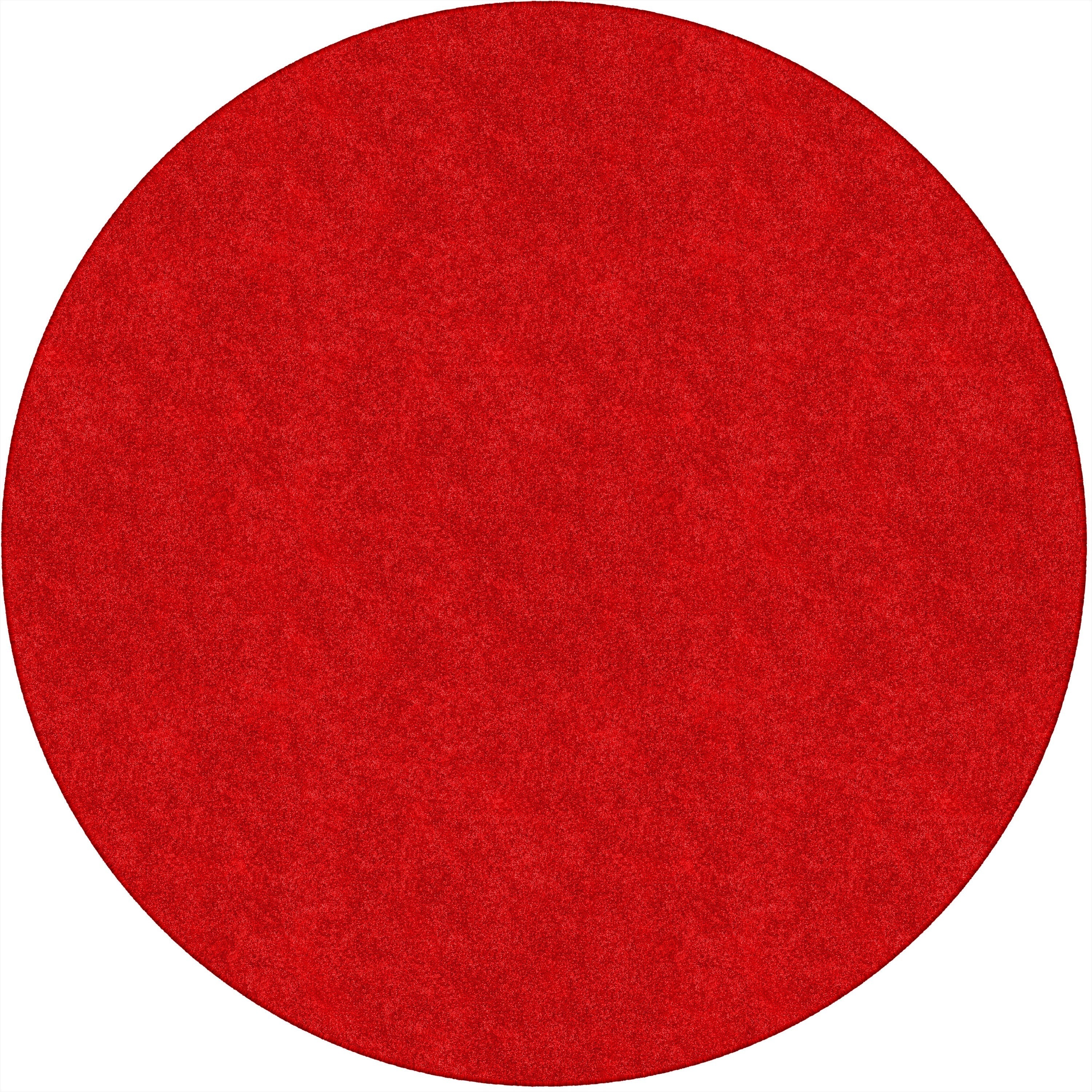 Flagship Carpets Amerisoft Solid Color Rug - 72" Diameter - Round - Classic Red - Nylon, Polyester