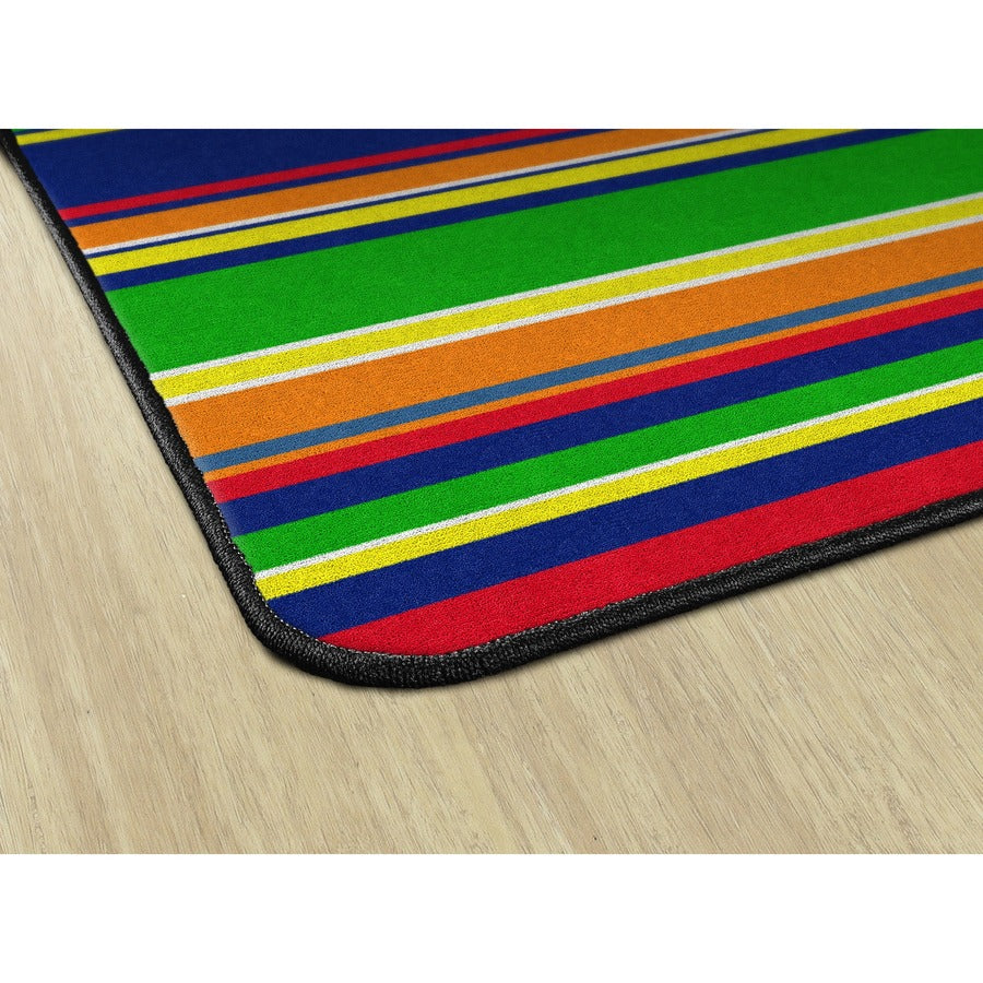 Flagship Carpets Basics Stripes Classroom Rug - 48" Length x 72" Width - Rectangle - Primary - Nylon