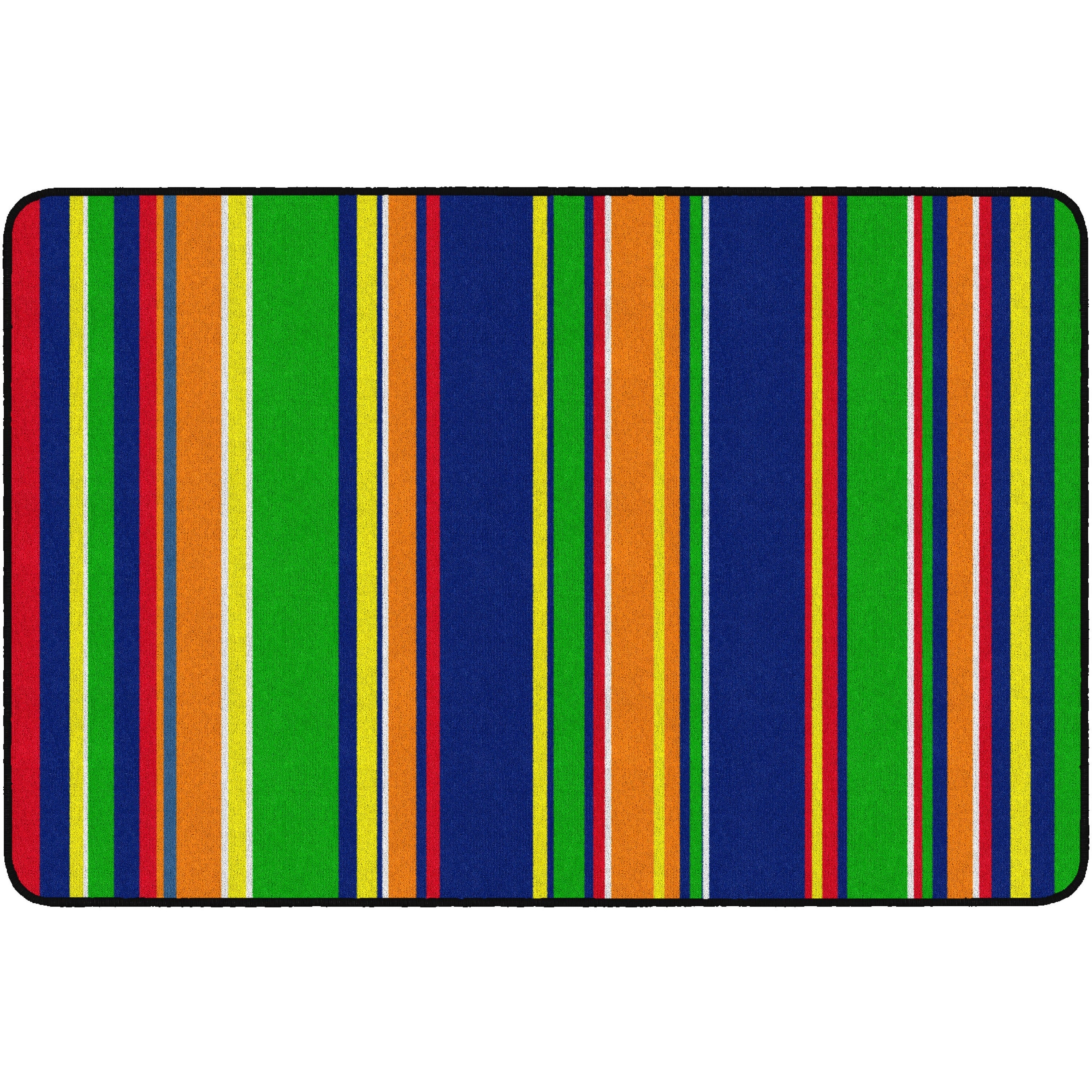 Flagship Carpets Basics Stripes Classroom Rug - 48" Length x 72" Width - Rectangle - Primary - Nylon