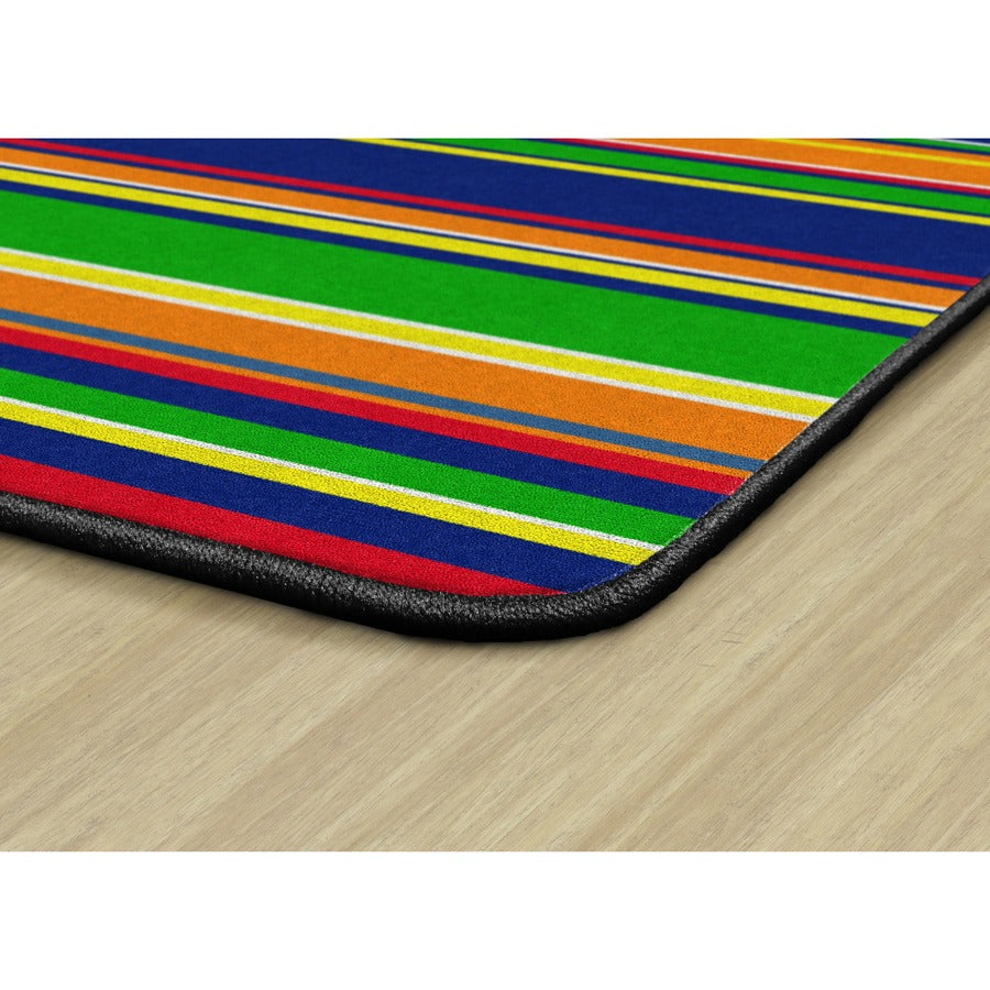 Flagship Carpets Basics Stripes Classroom Rug - 48" Length x 72" Width - Rectangle - Primary - Nylon