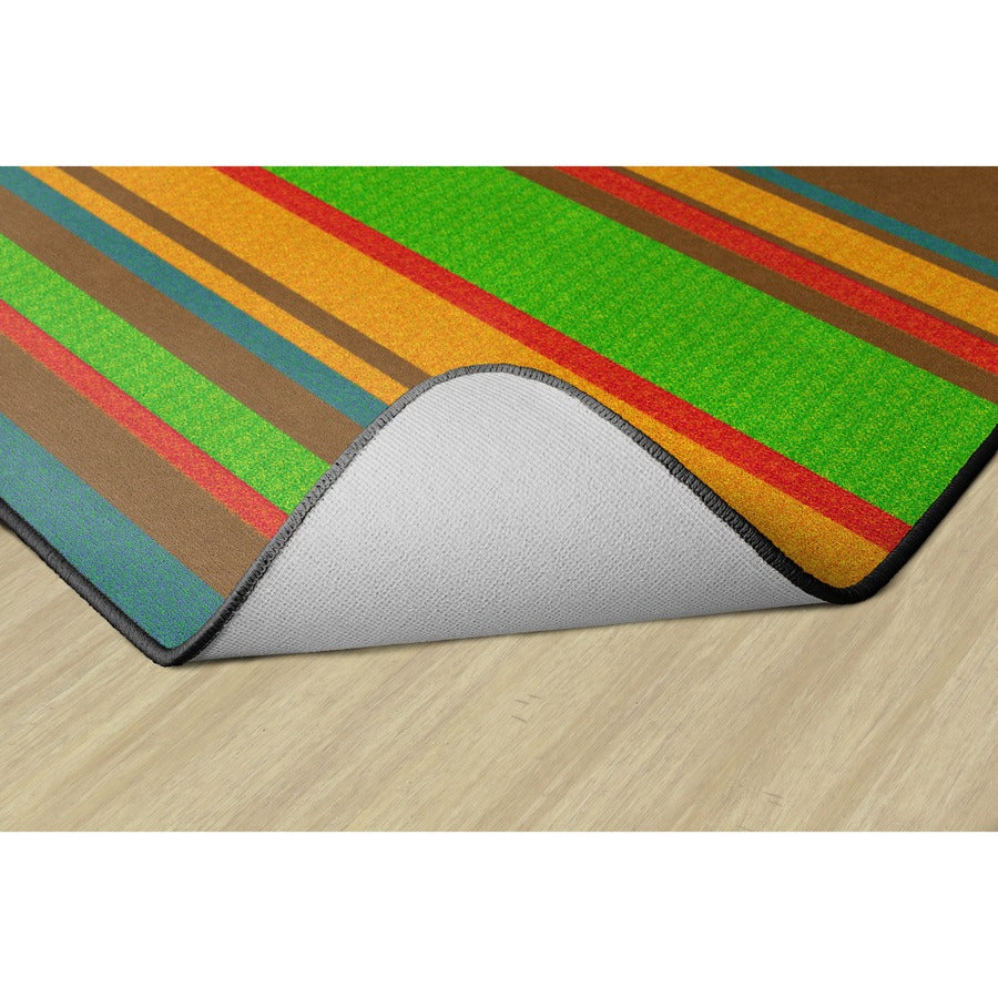Flagship Carpets Basics Stripes Classroom Rug - 72" Length x 100.80" Width - Rectangle - Muted - Nylon